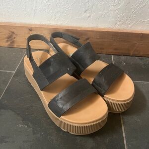 Reef Black Platform Sandals